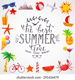 Summer watercolor lettering