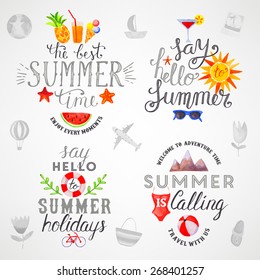 Summer watercolor lettering set