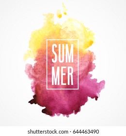 Summer watercolor poster. Vector illustration.