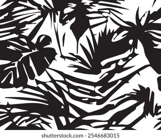 Motif harmonieux de feuilles de palmier tropical à l'aquarelle en été. Conception grunge à l'aquarelle pour cartes, webs, arrière-plans et produits naturels.