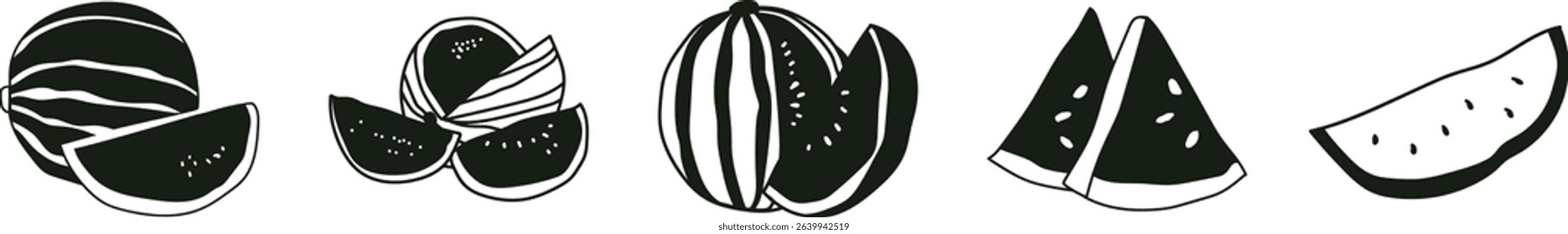 Summer Watermelon Hand Drawn Fill Icon