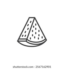 Summer Watermelon line icon. linear style sign for mobile concept and web design. A slice of watermelon outline vector icon. Symbol, logo illustration. Vector graphics