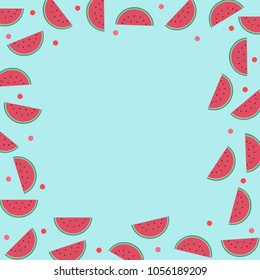 Summer watermelon on blue background.