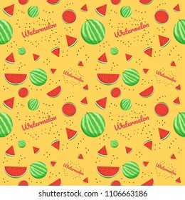 Summer watermelon pattern with yellow background