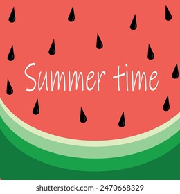 Summer watermelon poster. Summer time. Card, banner, invitation with watermelon