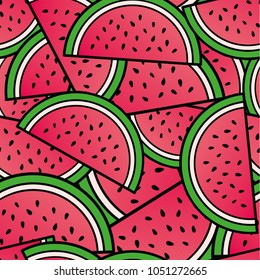Summer Watermelon Repeat Seamless Pattern Fruit Background