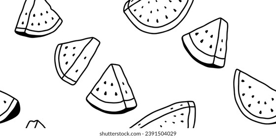 Summer watermelon Seamless pattern with doodle style.