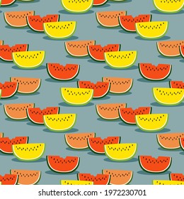 Summer watermelon seamless pattern. Summer fresh fruit concept