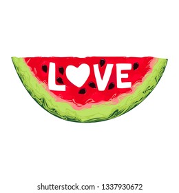 Summer Watermelon Slice, with bite taken off love