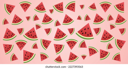 Summer watermelon slices with background vector