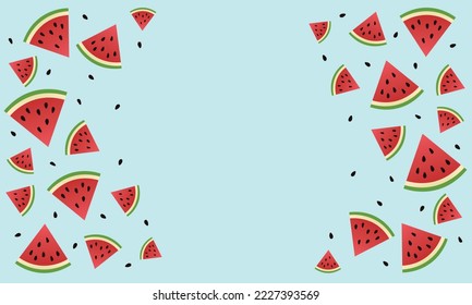 Summer watermelon slices with background vector