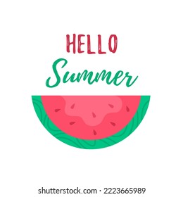 Summer watermelon vector design illustration, Collection of hand drawn summer elements 