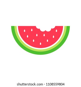 Summer watermelon vector graphic icon for web, logo and other designs. Juicy red watermelon with white seeds.