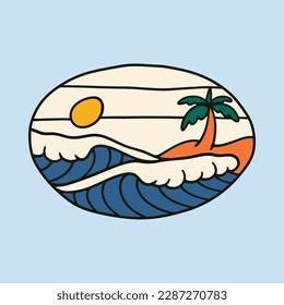 Summer wave graphic illustration vector art t-shirt design