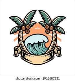 summer wave illustration vector design