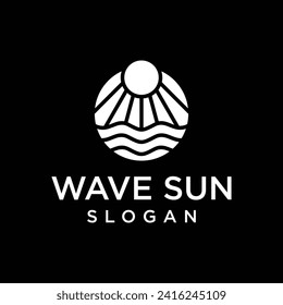 summer Wave sun Logo Sign Design Icon. ocean , tropical And Sea Sun Logo Element.