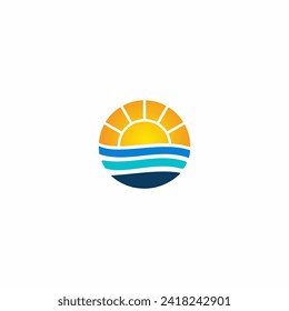 diseño del logotipo de logotipo de Wave sun en verano