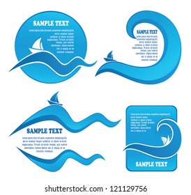 summer wave, vector collection of stickers and labels