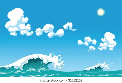 Summer wave. Vector illustration, isolated objects