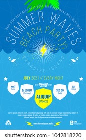 Summer waves beach party flyer poster