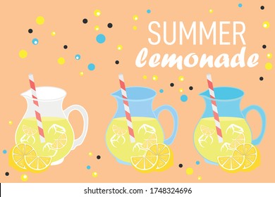 In summer, we drink lemonade a pitcher of lemonade slices of lemonade.
Can be used for fabric, wallpaper, background design.
