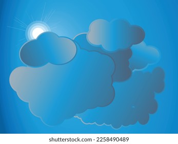 Summer Weather Forecast Sun and Clouds in the blue sky background vector