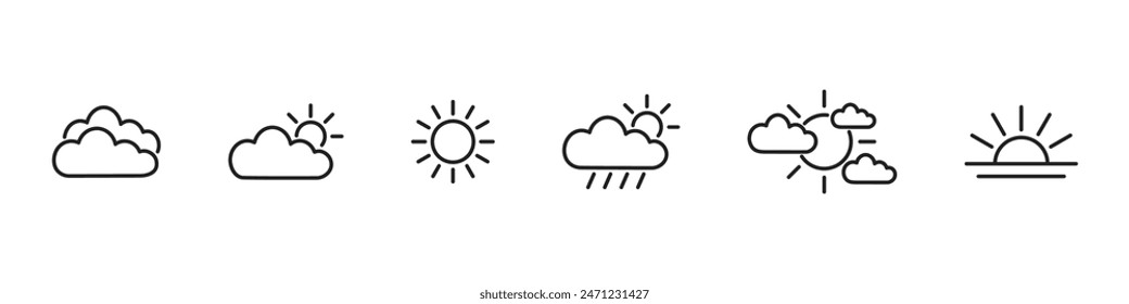 Summer weather icons collection. Vector illustration.