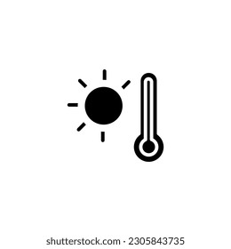 Summer weather temperature thermometer black fill icon, vector illustration in trendy style. Editable graphic resources for many purposes.