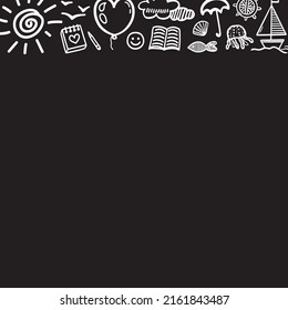 Summer web banner. Hand drawn holiday elements. Summer holidays