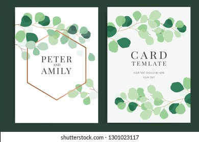 Summer Wedding Invitation themes, floral invite thank you, rsvp modern card Design in  leaf greenery  branches decorative Vector elegant rustic template