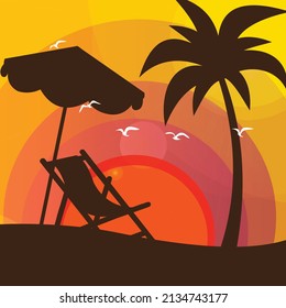 Tarjeta de fin de semana de verano con palmeras de hamaca