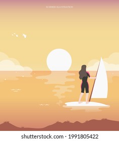 Summer welcome slim background illustration 