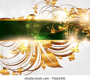 Summer white golden card with seamless ornament at background and sun shine. eps 10