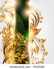 Summer white golden card with seamless ornament at background and sun shine. eps 10