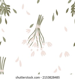 Summer wildflower seamless pattern. Cute and tender floral pattern with spring field flowers in cartoon rustic style. Texture for wallpaper, packaging, fabric, wedding design, textiles, scrapbook