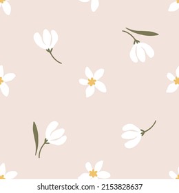 Summer wildflower seamless pattern. Cute and tender floral pattern with spring field flowers in cartoon rustic style. Texture for wallpaper, packaging, fabric, wedding design, textiles, scrapbook