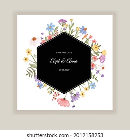 invitaciones de bodas de flores silvestres de verano, acuarela de flores silvestres
