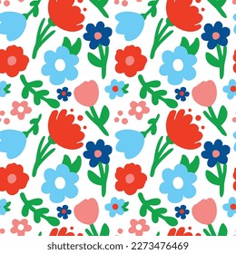 Flores silvestres de verano. Patrón perfecto. Vector