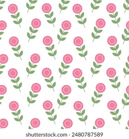 Summer wildflowers. Vector seamless pattern. Pretty flowers. Pink flowers. White background. Floral background. The elegant the template for fashion prints. Stock vector.