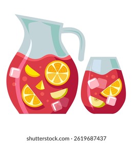 summer wine cocktail vector illustration