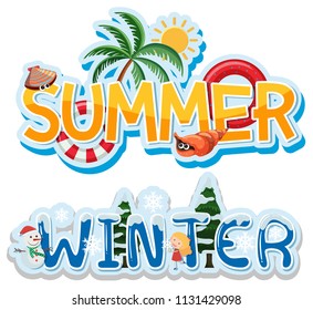 Summer and winter banner illustration