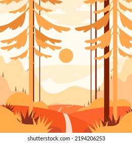 Paisaje de verano e invierno y arte vectorial de las montañas