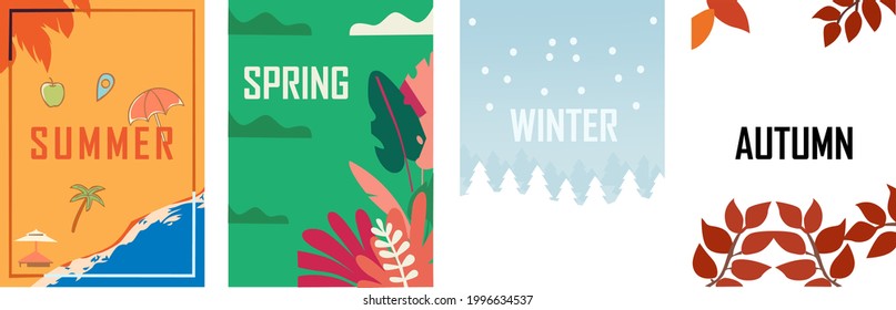 Summer, winter, spring and autumn seasons. beautiful designs for greeting cards, decorations, banners, websites, social media and your other business