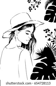 summer woman in hat