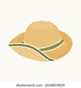 Summer woman wearing a straw hat – vector illustration