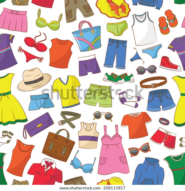 Summer Women And Men Wear And Accessories Seamless Pattern