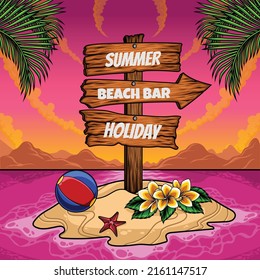 SUMMER WOOD SIGNS VECTOR ILLUSTRATION