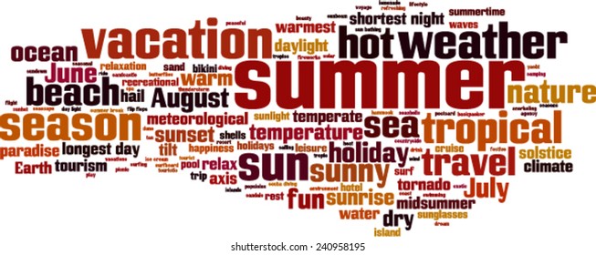 Summer word cloud concept. Vector illustration