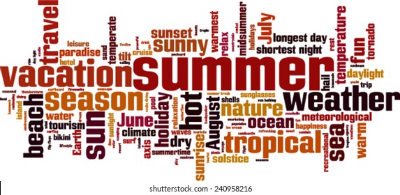 Summer word cloud concept. Vector illustration