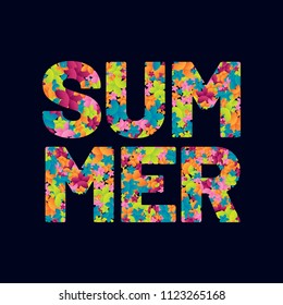 SUMMER word created from abstract flowers - vector illustration